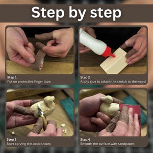 Wood Carving Kit for Beginners. Duck Carving Kit. Sharp Hand Forged Carbon Steel Knife. Carving Kit for Kids, Adults and Hobbies. Gift Son. image 5