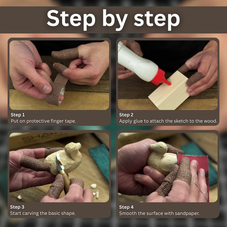 Wood Carving Kit for Beginners. Duck Carving Kit. Sharp Hand Forged Carbon Steel Knife. Carving Kit for Kids, Adults and Hobbies. Gift Son. image 5