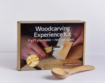Spoon Carving Kit for Kids & Adults – DIY Whittling Kit with Spoon Blanks, Pattern and Video Guide – Creative Woodworking Gift