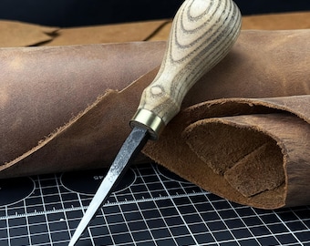 Leather Awl. Sharp Needle. Hand Forged From Hardened Carbon 52100 Steel, Ash Handle. Stitching Awl, Leatherworking Awl, Leather Work Tool