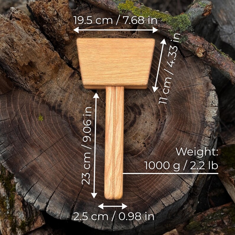 Rectangular Mallet Big Wooden Mallet. Ergonomic Handle and Balanced Weight. Compact and ...