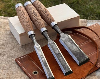 Wood Chisels, Hand Forged 52100 Carbon Steel, Joinery Tools, Sculptural Carving Chisel