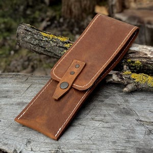 Universal Leather Tool Case with 1 Pocket. Genuine Leather Crazy Horse. Tool Storage Bag. Roll for Chisels, Gouge, Knives and Garage Tools