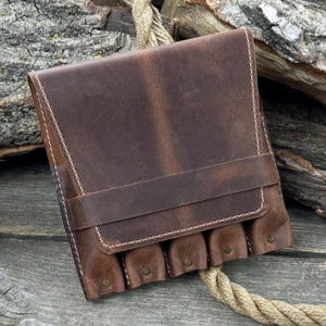 Valigia portautensili universale in pelle con 5 tasche. Vera pelle Crazy Horse. Borsa portautensili. Custodia per scalpelli, sgorbie, coltelli e attrezzi da garage.