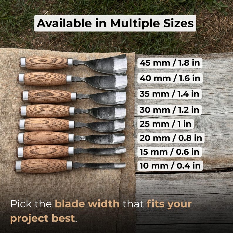 Hand-forged Bent Gouge – 52100 Carbon Steel Blade, Ash Wood Handle ...