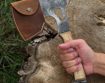 Camping Hatchet – Hand Forged 52100 Carbon Steel Blade, Ash Handle