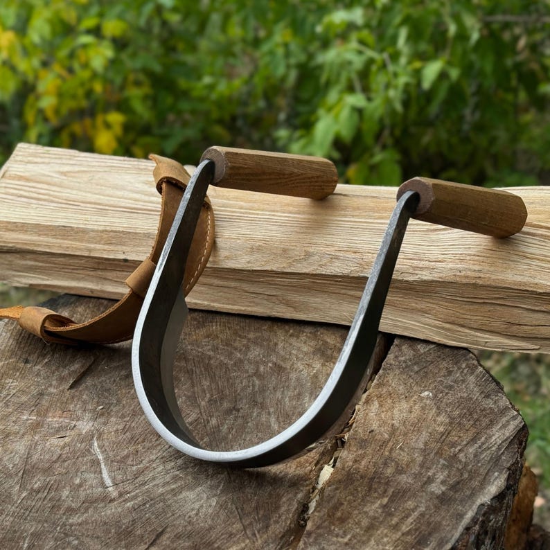 Inshave Knife (Drawknife), Sharp Carbon Blade, Ergonomic Ash Handles. Hand Forged Woodworking Tool image 1