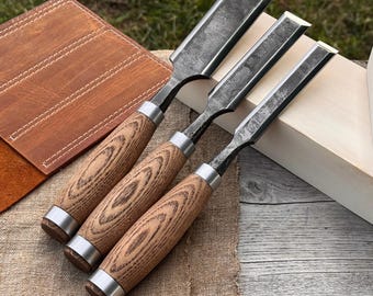 Carving Chisels, Hand Forged 52100 Carbon Steel, Timber Framing Chisel, Woodworking Tools