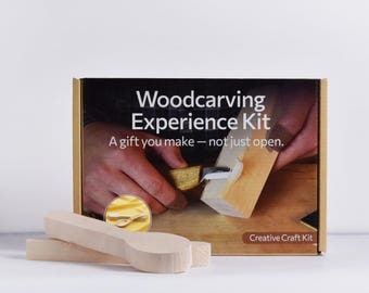 DIY 2-Spoon Carving Kit for Beginners – Whittling Set with Spoon Blanks, Tools & Video Guide – Woodworking Gift
