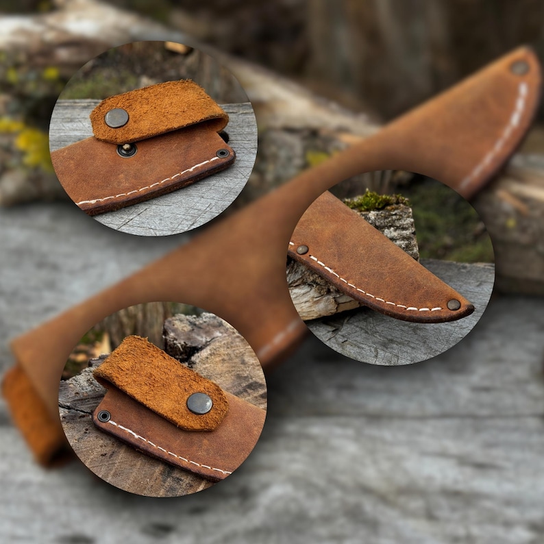 Universal Leather Sheath for Knives. Genuine Leather Crazy Horse. Sheath with Belt Loop for Carving, Camping, Kitchen and Other Knives. image 5