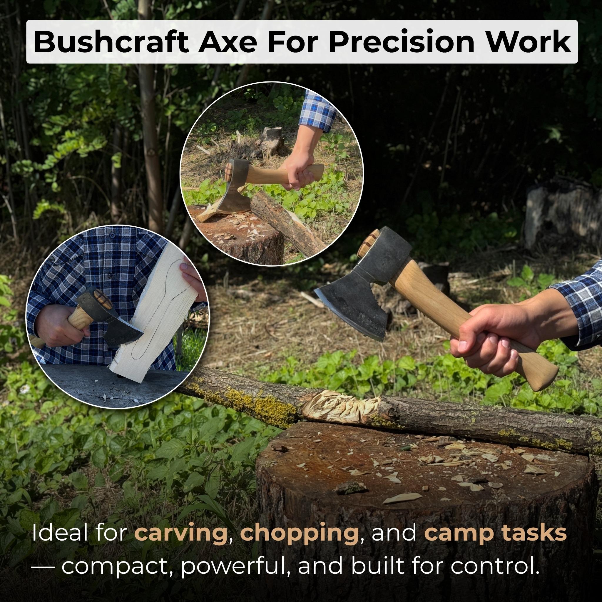 Axe for Wood Carving – Hand Forged 52100 Carbon Steel Blade, Ash