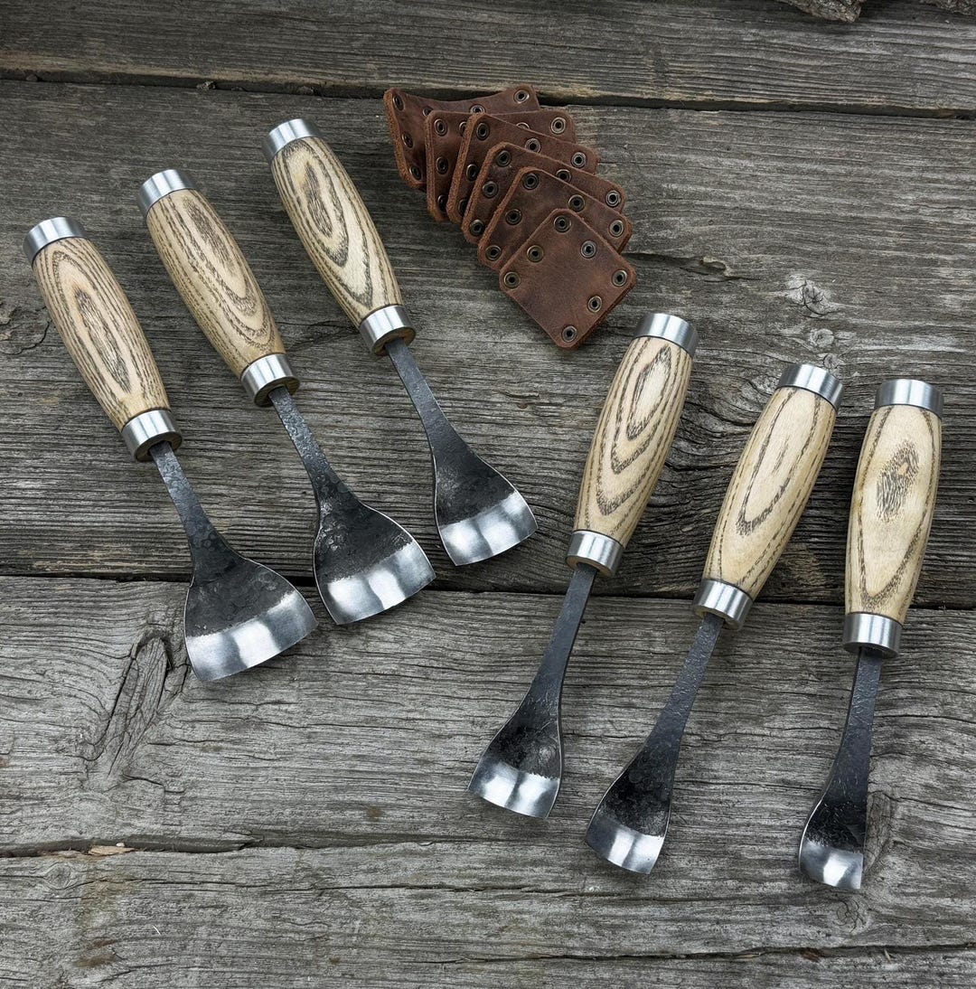 Hand-forged 6-piece Wood Carving Gouge Set – Sharp Carbon Steel Blades ...
