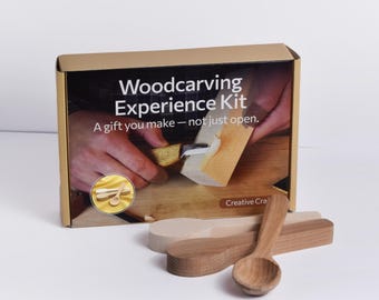 DIY 3 Spoons Carving Kit – Spoon Making Set with Linden, Cherry and Oak Blanks, Forged Tools, Video Guide