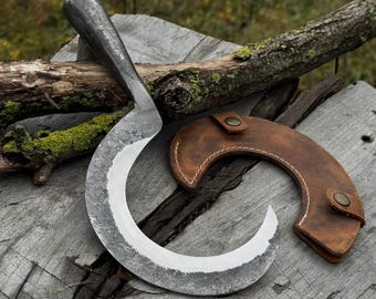 Small Sickle, Hand Forged 52100 Carbon Steel, Garden Scythe, Druid Harvest Tool