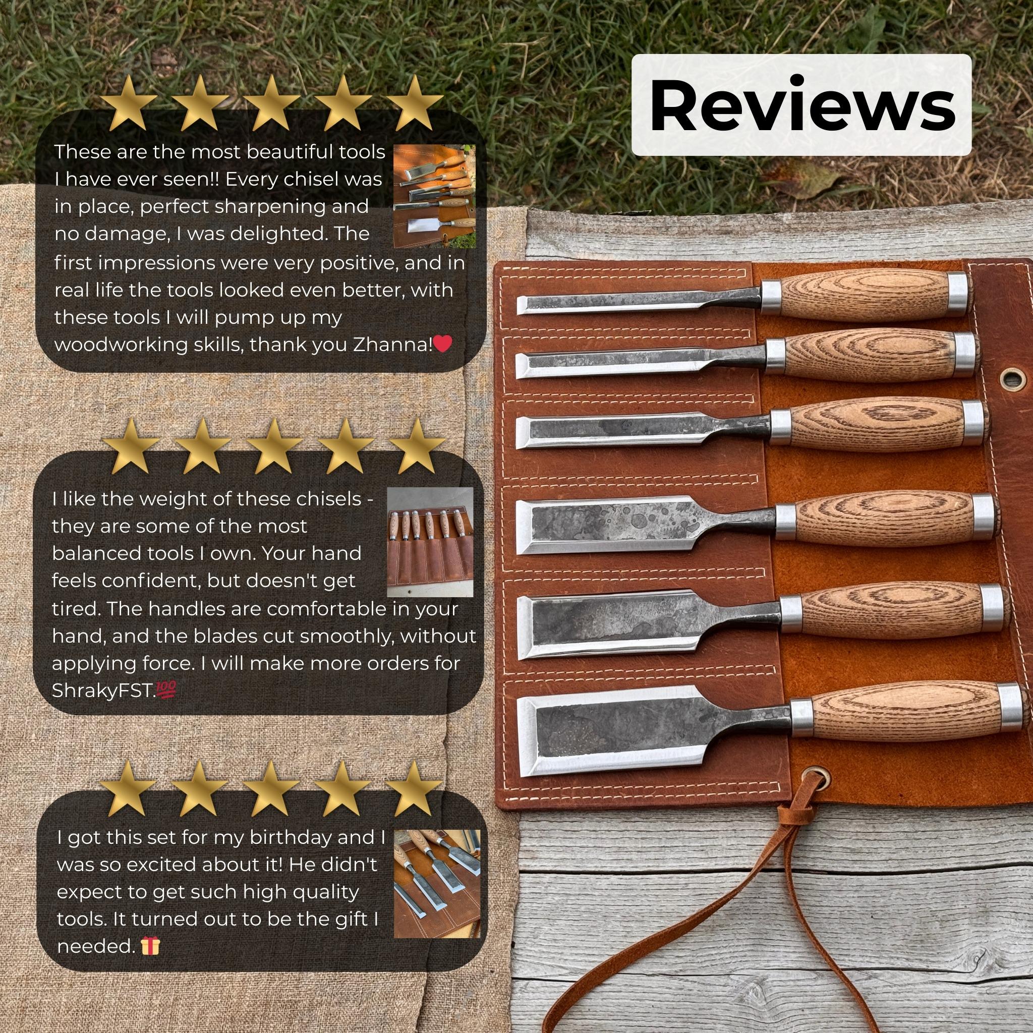 Wood Carving Chisels – 52100 Carbon Steel Blades, Ash Wood Handles ...