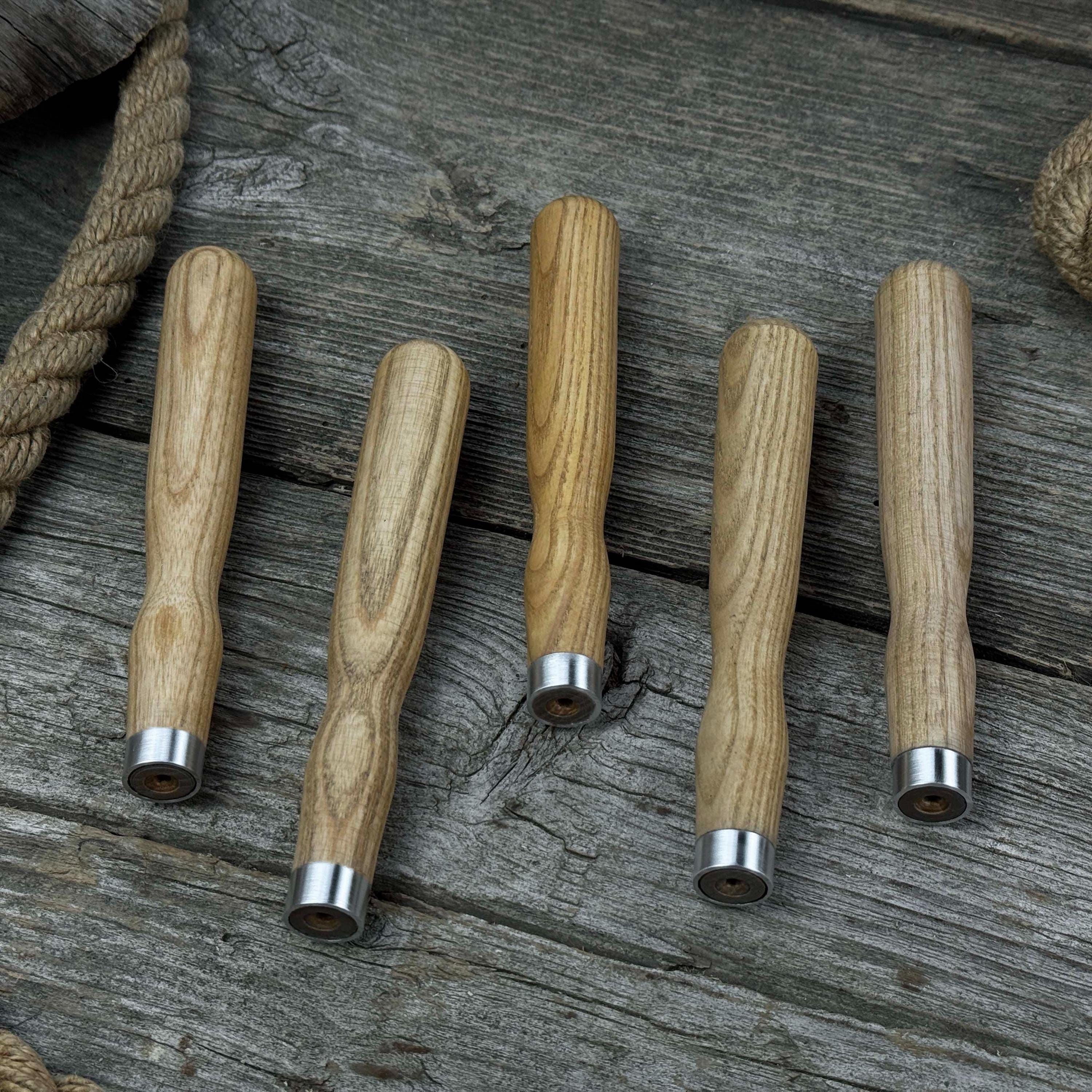 Set of 5 Replacement Wooden Handles. Ergonomic Ash Wood Handles ...