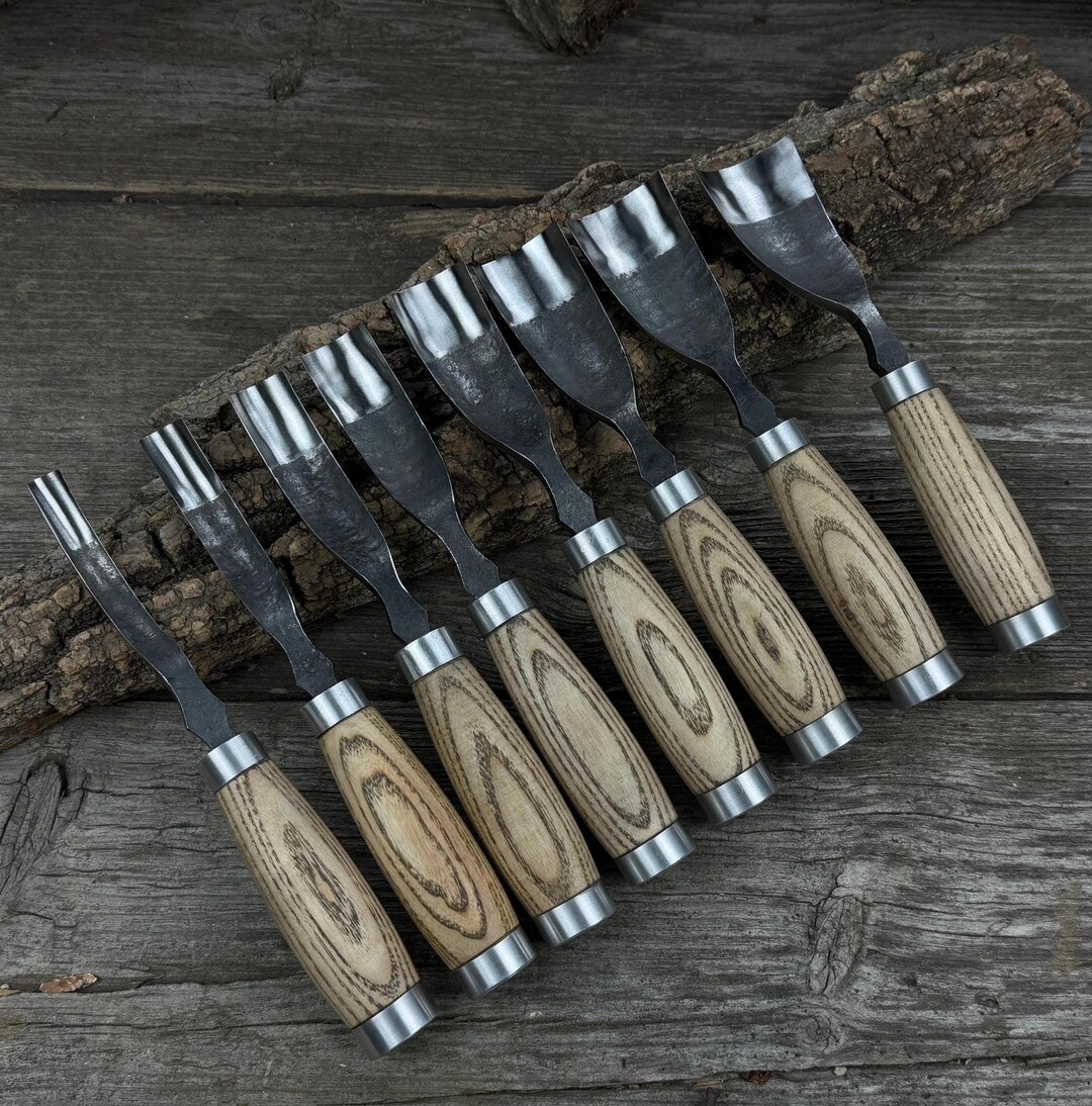 8-piece Hand-forged Bent Gouge Set – Razor Sharp 52100 Carbon Steel ...