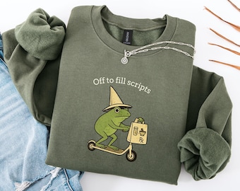Pharmacist sweatshirt, frog scooter hoodie, gifts for pharm squad, pharmacy student graduation gift, pharmacy week