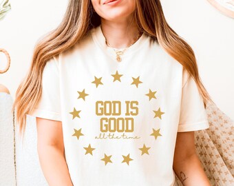 Comfort Colors God is Good shirt, Christian streetwear, faith gift for women, adult baptism tee, Jesus merch crewneck, religious teen shirts