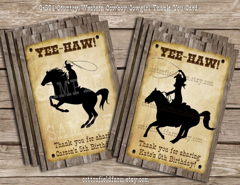 Country Western Cowboy Cowgirl Digital Party Invitation Personalized Digital Sheet C-531