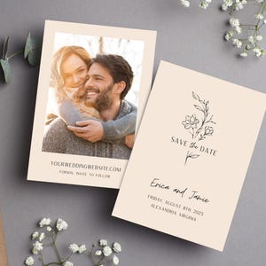 パーソナライズされた花柄の Save the Dates - すぐにダウンロードできる Canva テンプレート