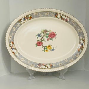 Vintage Johnson Brothers Floral Platter: Scalloped Gold Trim, English Ceramic