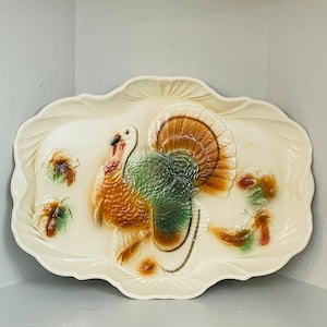 Large Vintage Turkey Platter Thanksgiving Platter Fall/Harvest Decor Serve ware