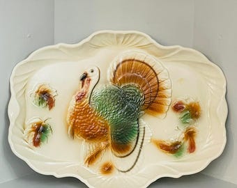 Large Vintage Turkey Platter Thanksgiving Platter Fall/Harvest Decor Serve ware