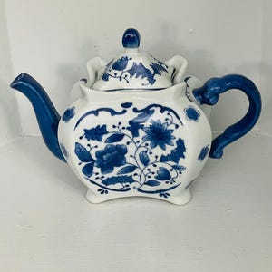 Teiera vintage Nantucket - Teiera con design blu e bianco