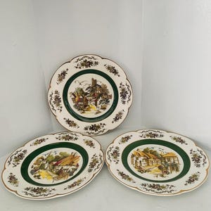 A Set of 3  Collectible Plates  English Plates With Rural Scenes Grindley of Stoke Princess House Vintage Decorative Plates Made in England