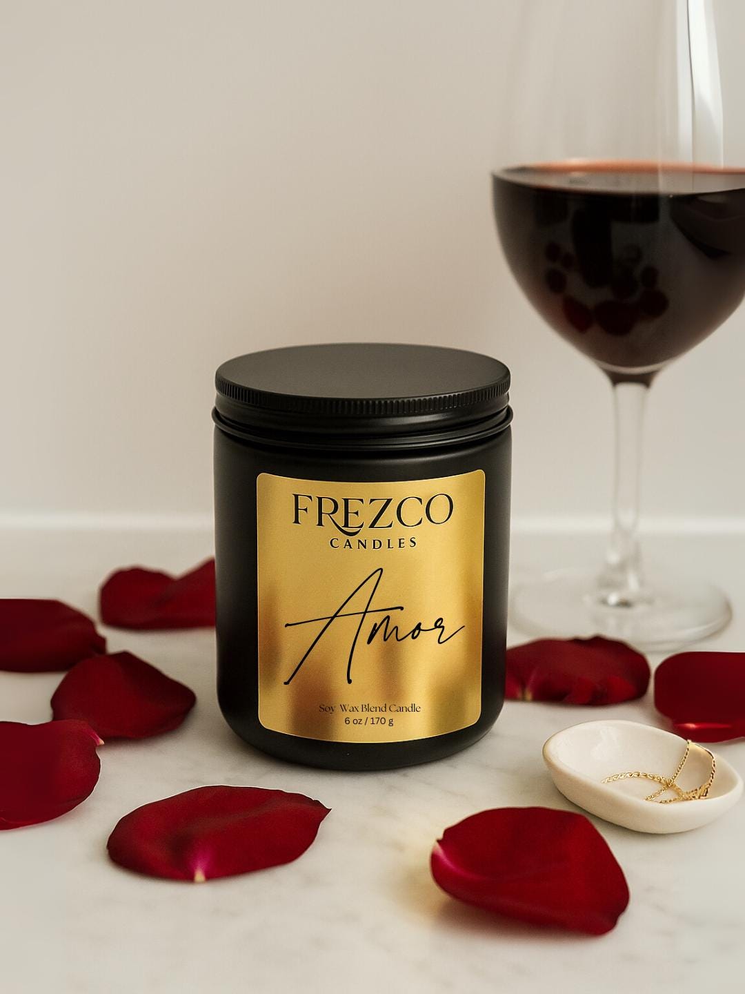 Floral Small Jasmine Rose Strawberry Scented Candle 6oz | Mini Black ...