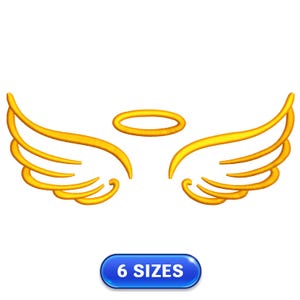 Lindas alas de ángel | Nimbo | Símbolo | Religión | Dibujos animados | Diseño de bordado | Esquema de bordado a máquina | Archivo de bordado | Descarga instantánea