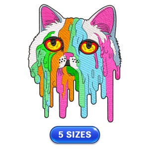 Melting Cat | Colorful | Vibrant | Psychedelic | Kitty | Embroidery design | Machine embroidery scheme | Embroidery file | Instant download