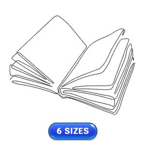 Open Book | Knowledge | Reading | Pages | Outline art | Embroidery design | Machine embroidery scheme | Embroidery file | Instant download