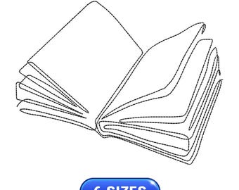 Open Book | Knowledge | Reading | Pages | Outline art | Embroidery design | Machine embroidery scheme | Embroidery file | Instant download