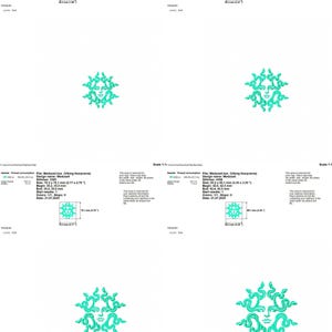 Pu&ograve; includere: Una collezione di ricami a macchina con la testa stilizzata di Medusa con serpenti serpeggianti di colore turchese. Ogni disegno misura circa 5-8 cm di diametro.