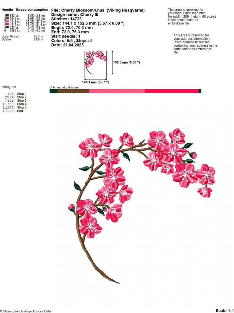 Cherry Blossom | Floral Sakura | Japanese Cherry Tree | Embroidery ...