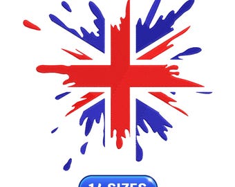 Bandiera Union Jack Splash | Bandiera britannica | Gran Bretagna | Disegno da ricamo | Schema per ricamo a macchina | File da ricamo | Download immediato