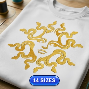 Gorgona Medusa | Mitología griega | Cabello de serpiente | Lujo | Diseño de bordado | Esquema de bordado a máquina | Archivo de bordado | Descarga instantánea