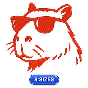 Coole capibara met zonnebril | Hipsterdier | Chill | Borduurontwerp | Machinaal borduurschema | Borduurbestand | Direct downloaden
