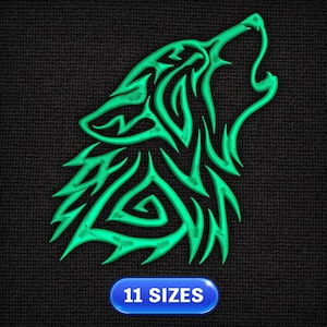 Howling Tribal Wolf | Nordic | Scandinavian | Fenrir | Embroidery design | Machine embroidery pattern | Embroidery file | Instant download