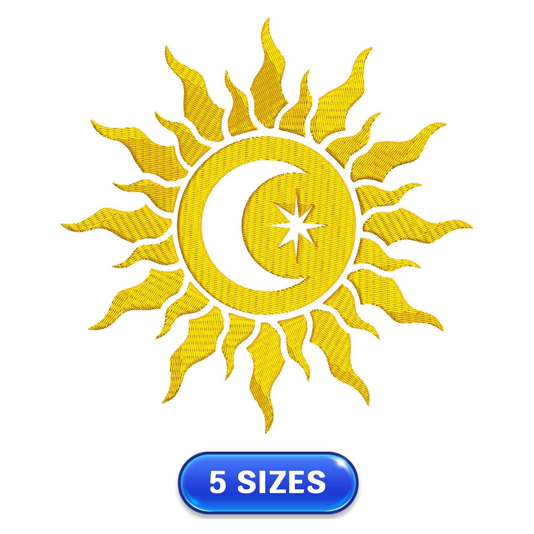Mystical Sun | Moon | Star | Symbol | Logo | Rays | Embroidery Design