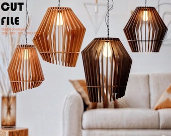 Laser cut lamps 4 pcs wooden lamp light svg,dwg,png