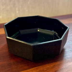 Vintage ARCOROC France Octagonal Black Glass Bowl – 6” – Set of 4