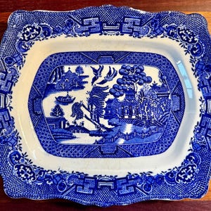 Vintage Willow Royal Venton Ware John Steventon & Sons LTD Burlsen England - 1940s - Blue Willow Serving Platter