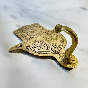 Moroccan Brass Hamsa Wall Hook | Hand-Engraved Khamsa Coat Hanger, Boho Home Decor