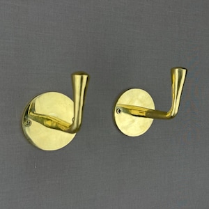 Vintage-Style Unlacquered Brass Wall Hooks | Handcrafted Wall Hooks | Patina-Developing Hardware (Sets Available)