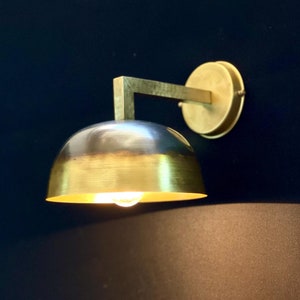 Handmade Modern Dome Sconce | Brass Wall Light | Mid-Century Industrial Lighting | Geometric Lamp