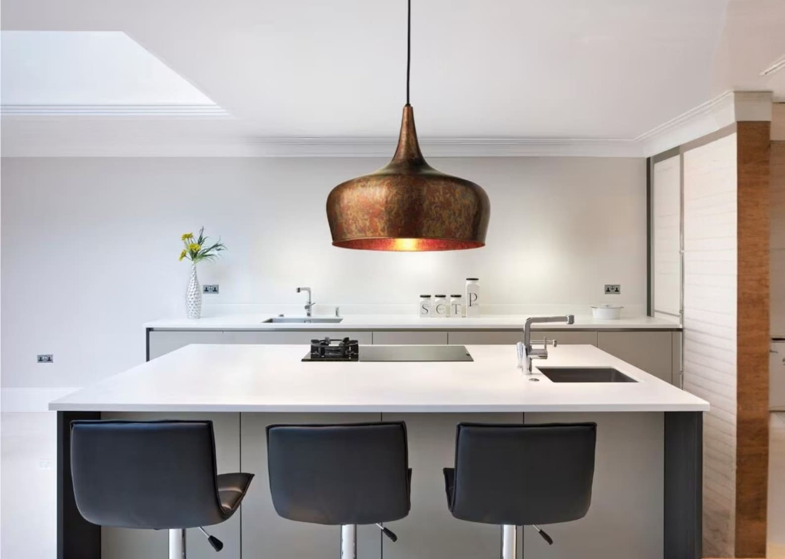 Set of 2 Vintage Patina Copper Pendant Lights | Kitchen Island Dome ...