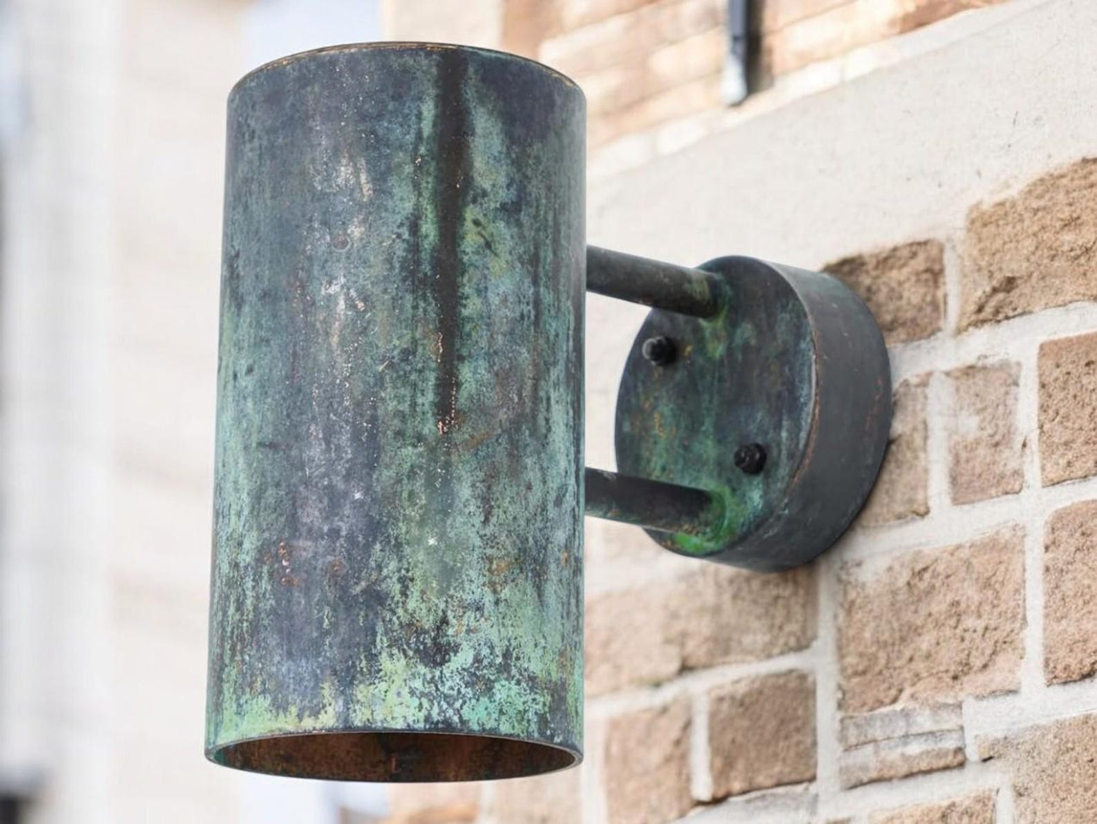 Oxidized Copper Outdoor Wall Sconce With Green Patina - Modern ...